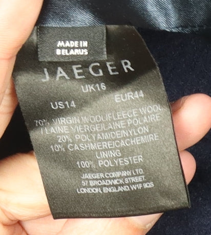 Jaeger Men's Black Wool Overcoat Size 16