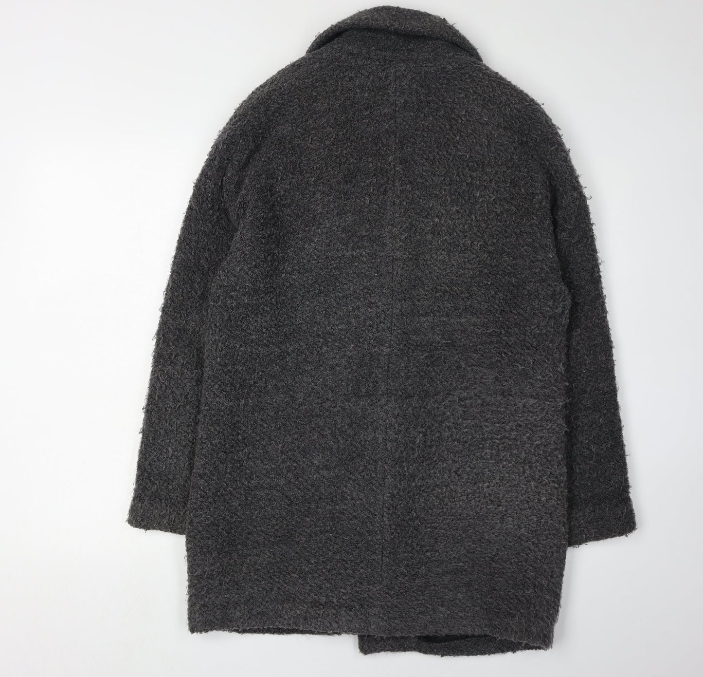 Mango Womens Grey Wool Overcoat Size S Casual Zip