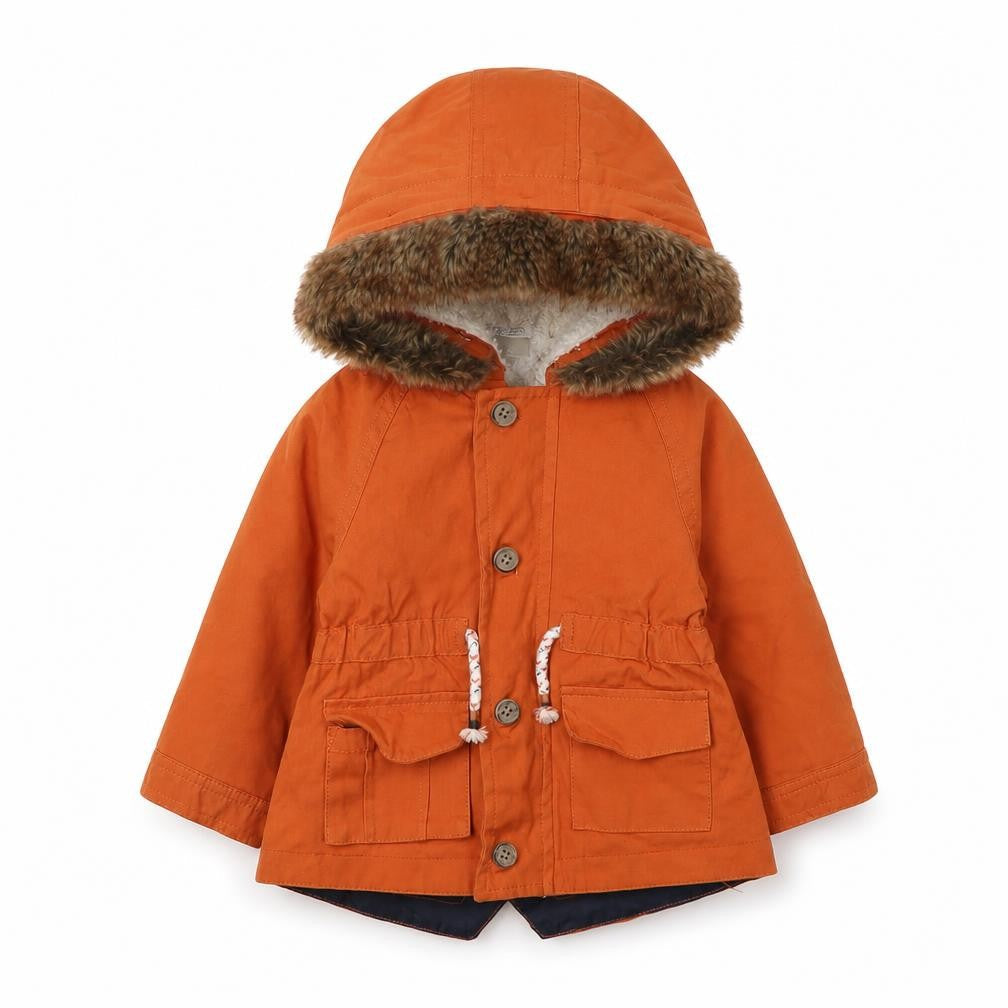 mamas & papas Orange Parka Coat, 12 Months, Unisex