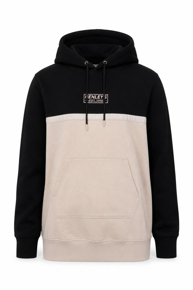 Henleys Womens Black Beige Pullover Hoodie Size 16