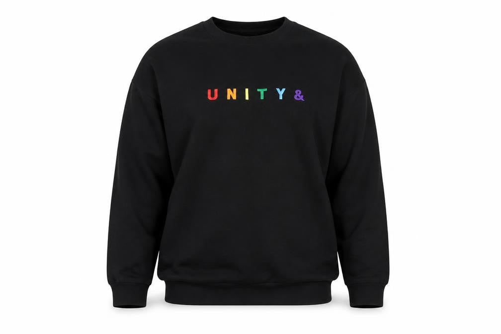 Front view of ASOS Men's Black Pullover Sweatshirt, M, Graphic Print