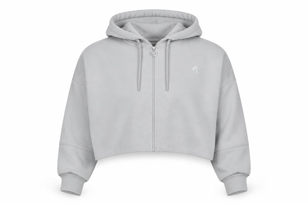 Grey Women's Full Zip Hoodie, Size M, Relaxed Fit
