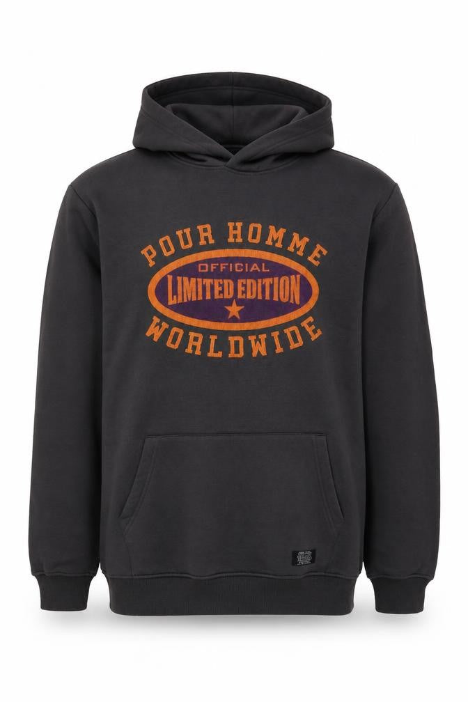 Front view of boohooMAN Men's Black Pullover Hoodie L