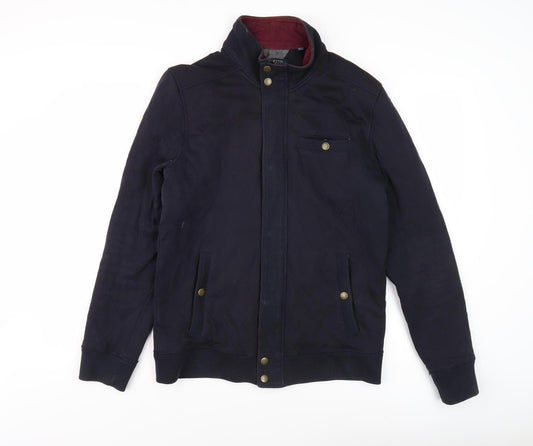 Ted Baker Men's Black Bomber Jacket Size 3 Stand-Up Collar