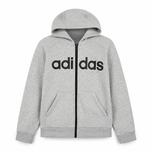 Adidas Boys Grey Full Zip Hoodie 16 Years - Sporty Comfort