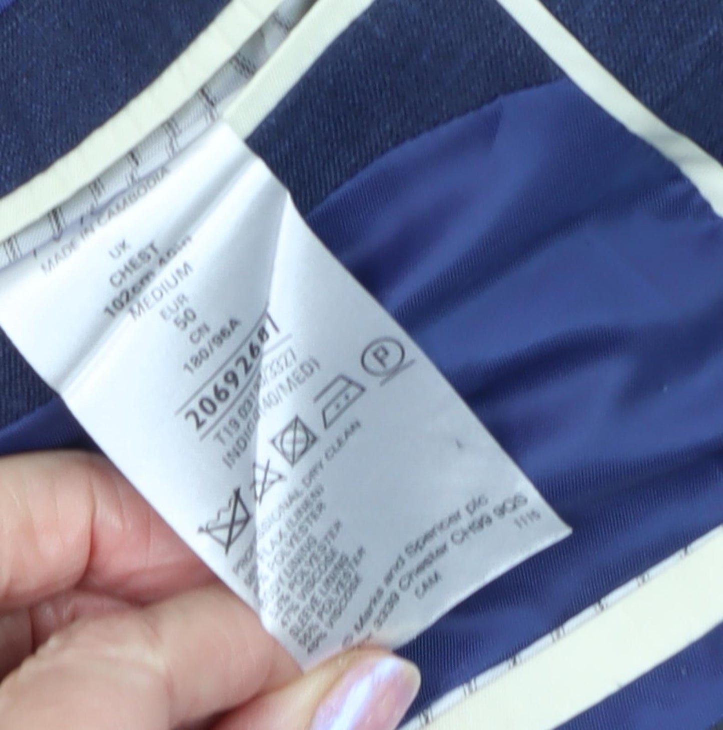 Marks and Spencer Men's Blue Wool Blazer - Size 40R