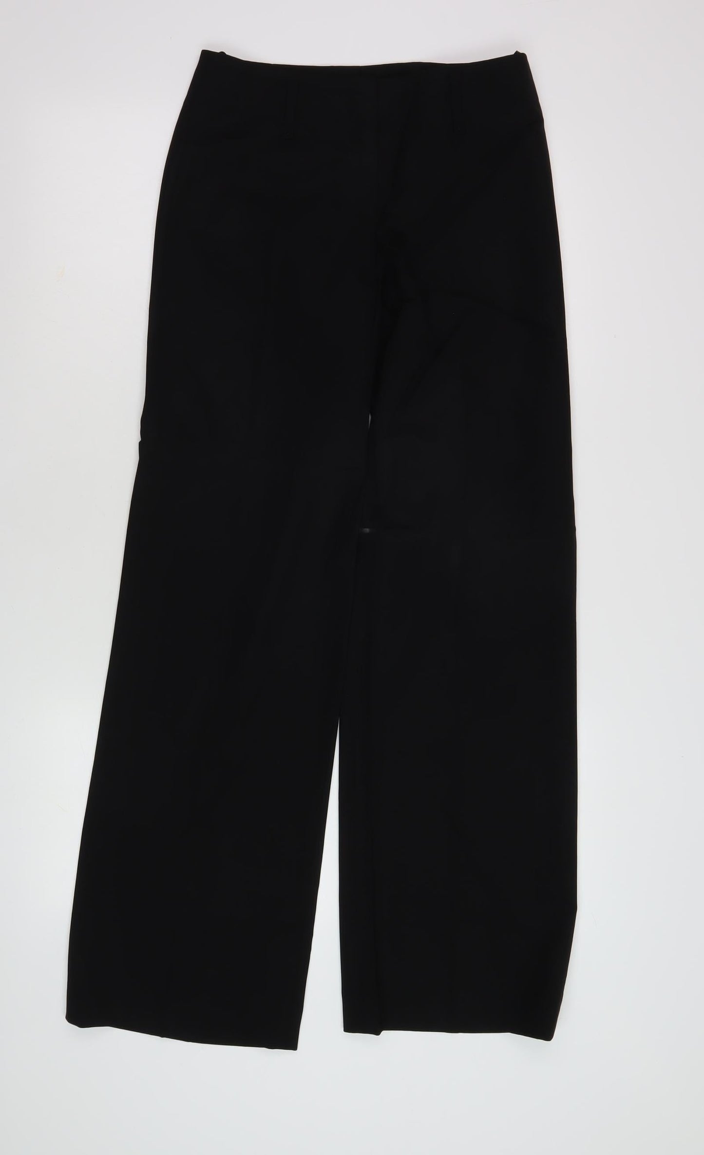 Women's Wide-Leg Black Trousers Size 8 - Polyester Blend