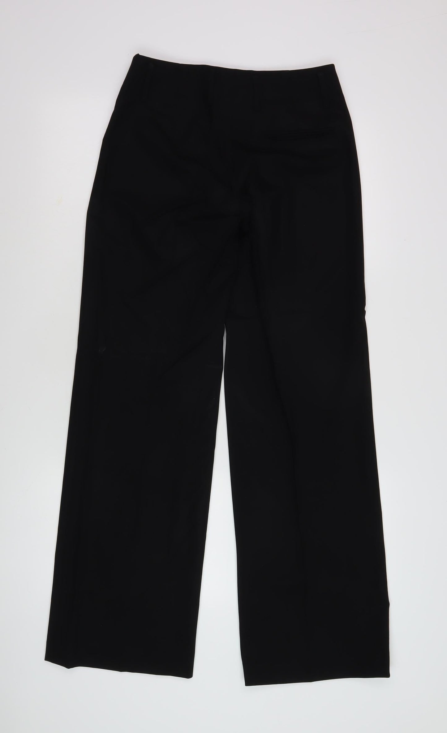 Women's Wide-Leg Black Trousers Size 8 - Polyester Blend