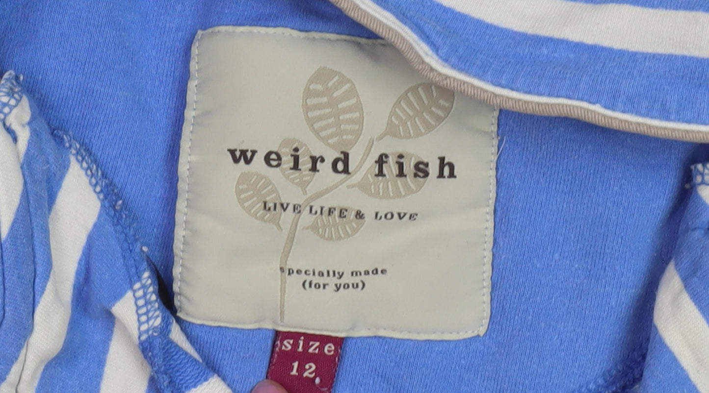 Weird Fish Women's Blue Striped Pullover Sweatshirt Size 12
