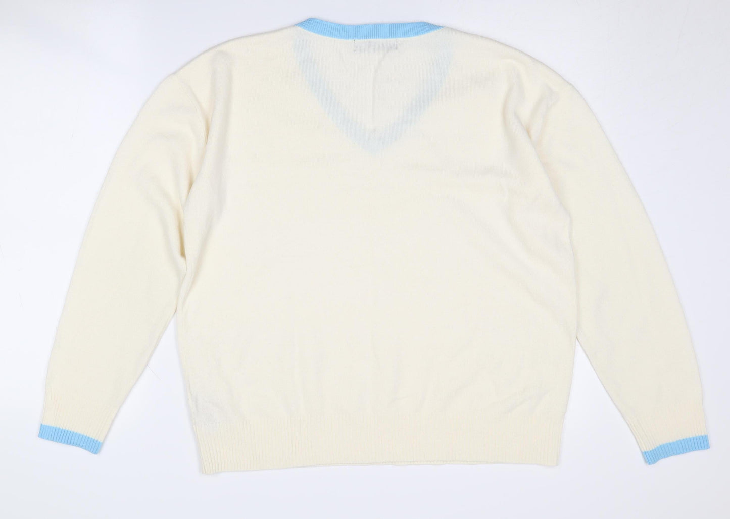 Marks and Spencer Women's Ivory V-Neck Pullover Jumper Size 14