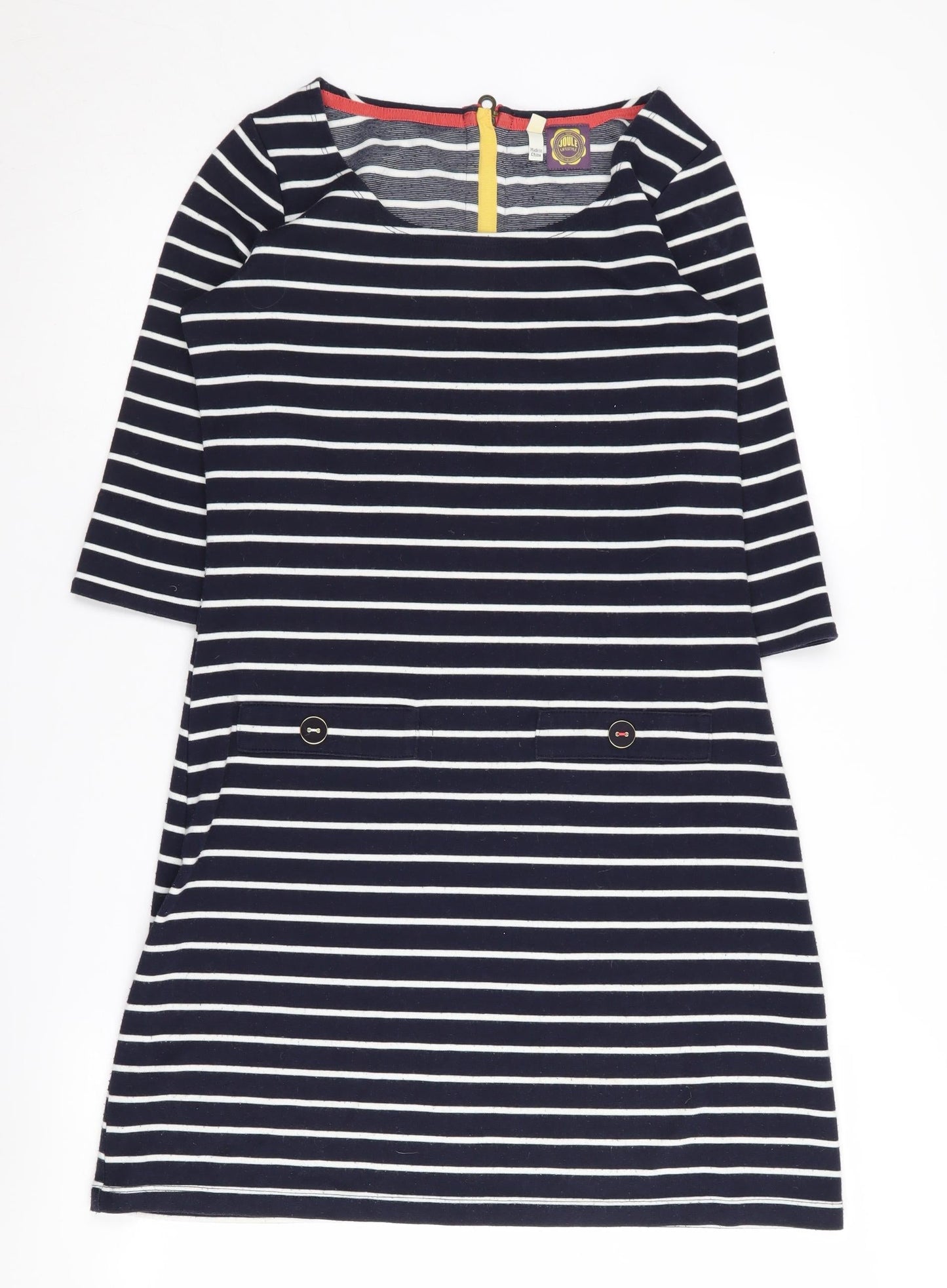 Joules Women's Black Striped Shift Dress Size 10