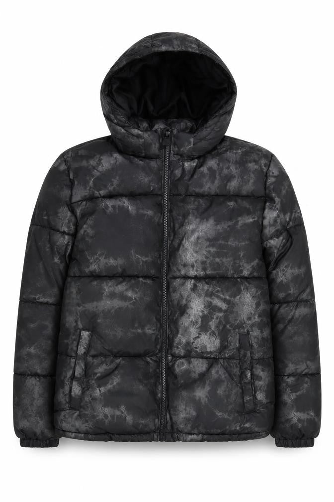 Front view of H&M boys’' black puffer jacket 12-13 years winter