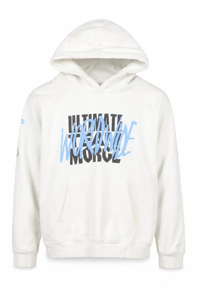 Front view of Morgz boys’ white hoodie l graphic print casual pullover