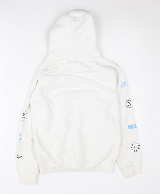 Morgz Boys White Hoodie L Graphic Print Casual Pullover