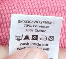Close-up detail of Bm Pink Women's V-Neck T-Shirt, size M