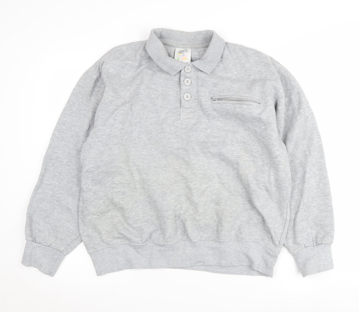 AYT Sports Men's Grey Henley Sweatshirt L
