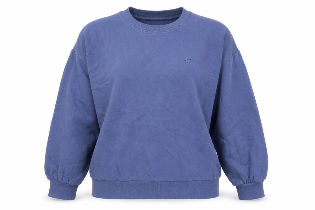 Front view of Miss Selfridge Women's Blue Pullover Sweatshirt, size M