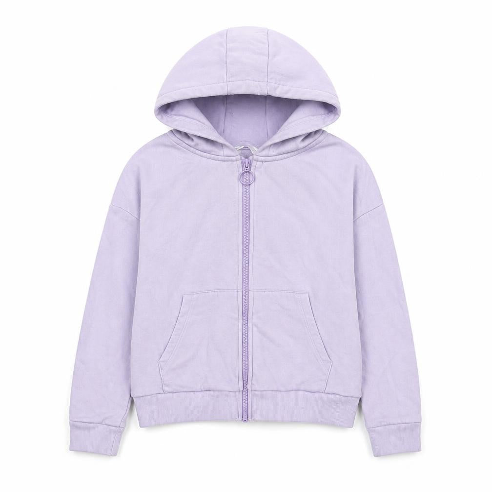 Front view of Marks & Spencer girls’ purple full zip hoodie, size 11-12