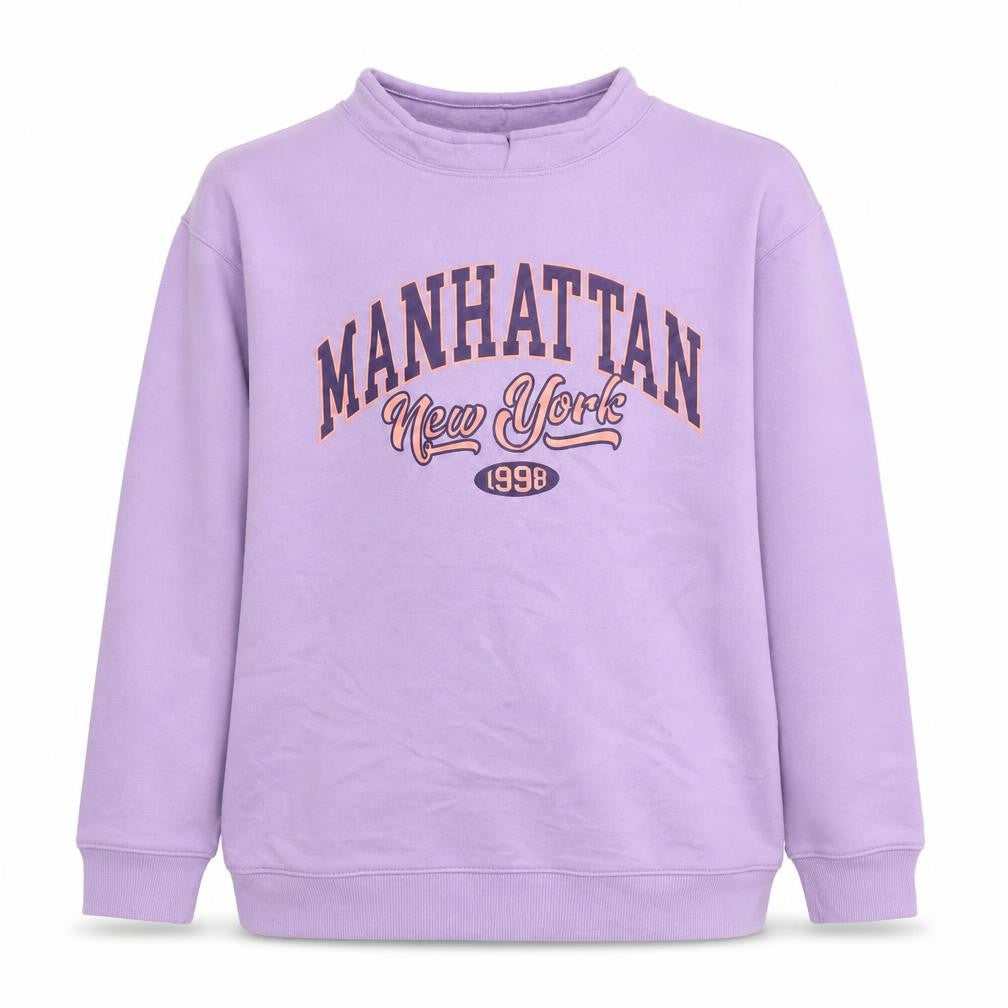 Front view of New Look girls’' purple graphic sweatshirt, 12-13 years, pullover