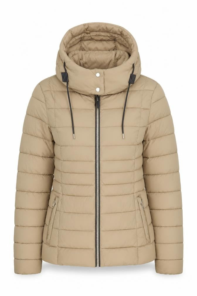 Mango Women's Beige Puffer Jacket - S, Hooded, Casual