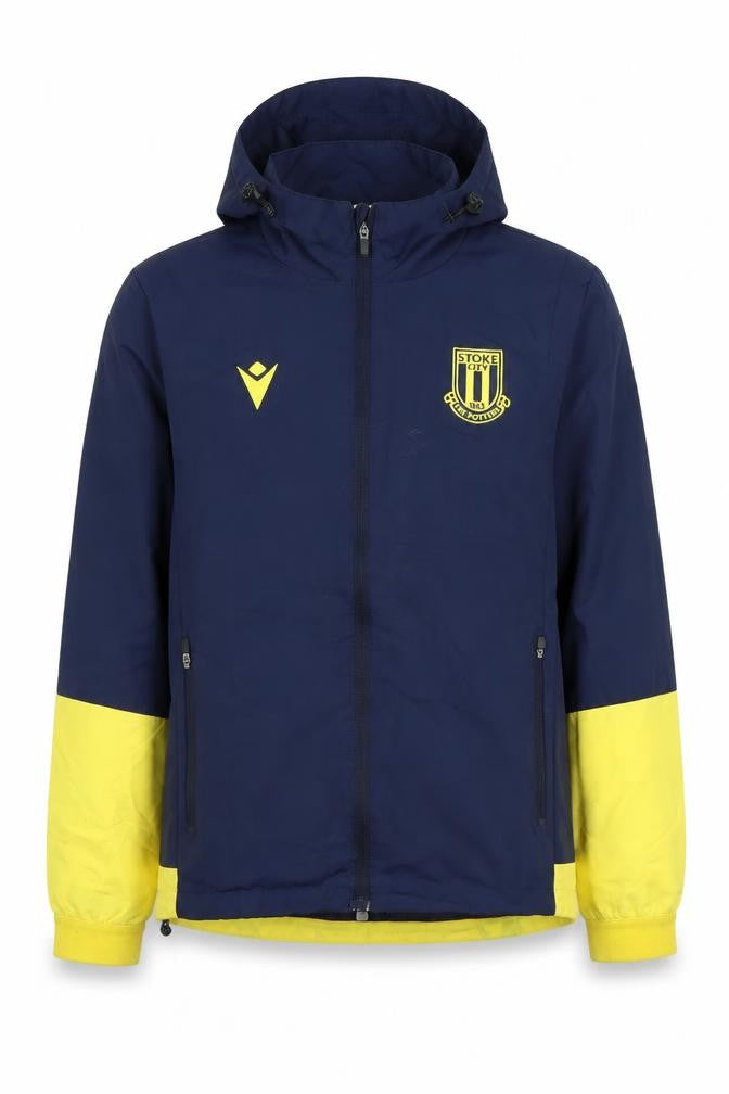 Macron Men's Blue Windbreaker Jacket with Hood - 2XS