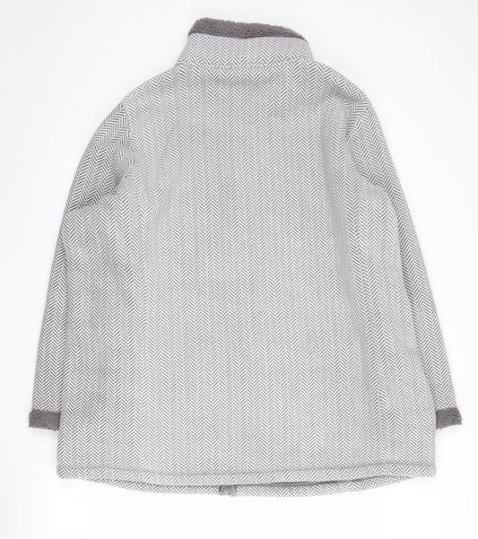 Bonmarché Women's Grey Herringbone Long Coat XL