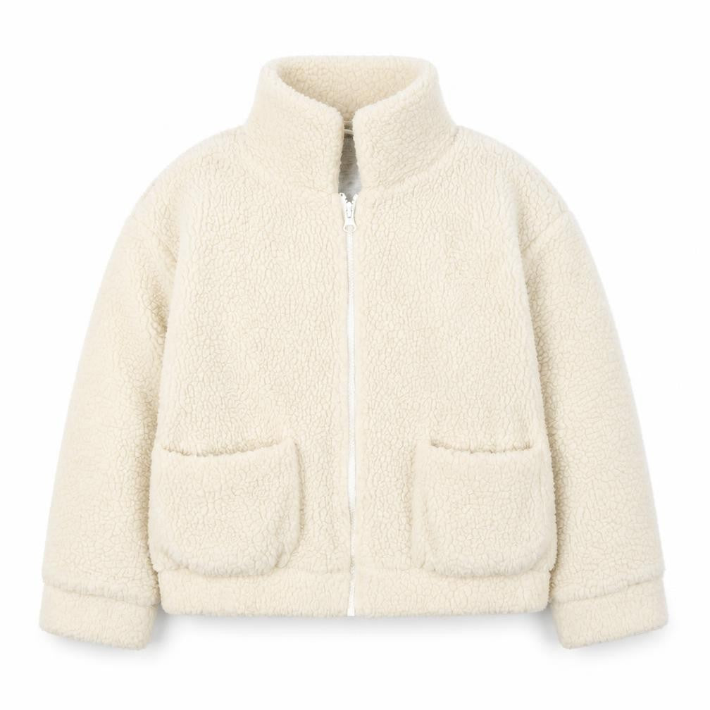 Front view of Next girls’ ivory basic jacket, 8 years, full zip, pockets