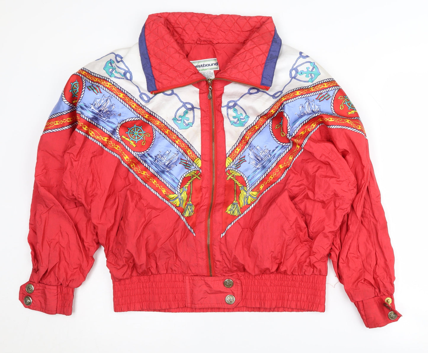 Westbound Women's Red Nautical Bomber Jacket - Size S