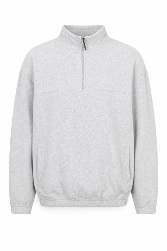Front view of ASOS DESIGN Men's Grey 1/4 Zip Sweatshirt, Small