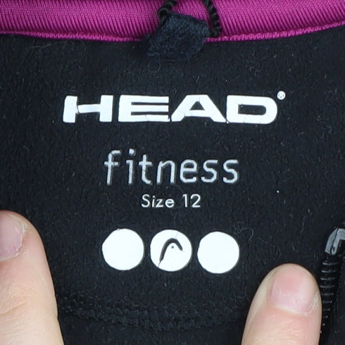 HEAD Women's Black Full Zip Fleece Jacket, Size 12