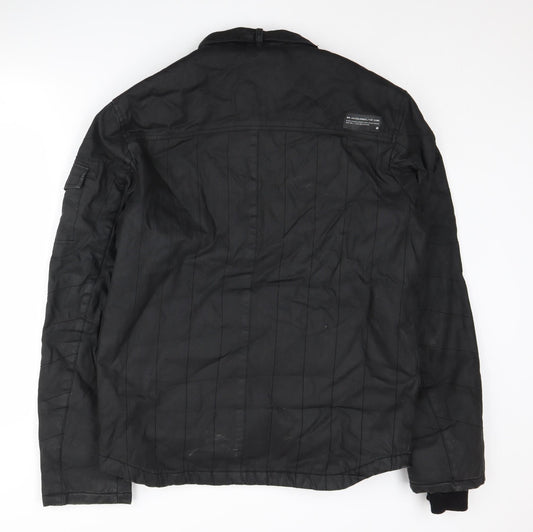Jack & Jones Men's Black Biker Jacket, L, Casual Slim Fit