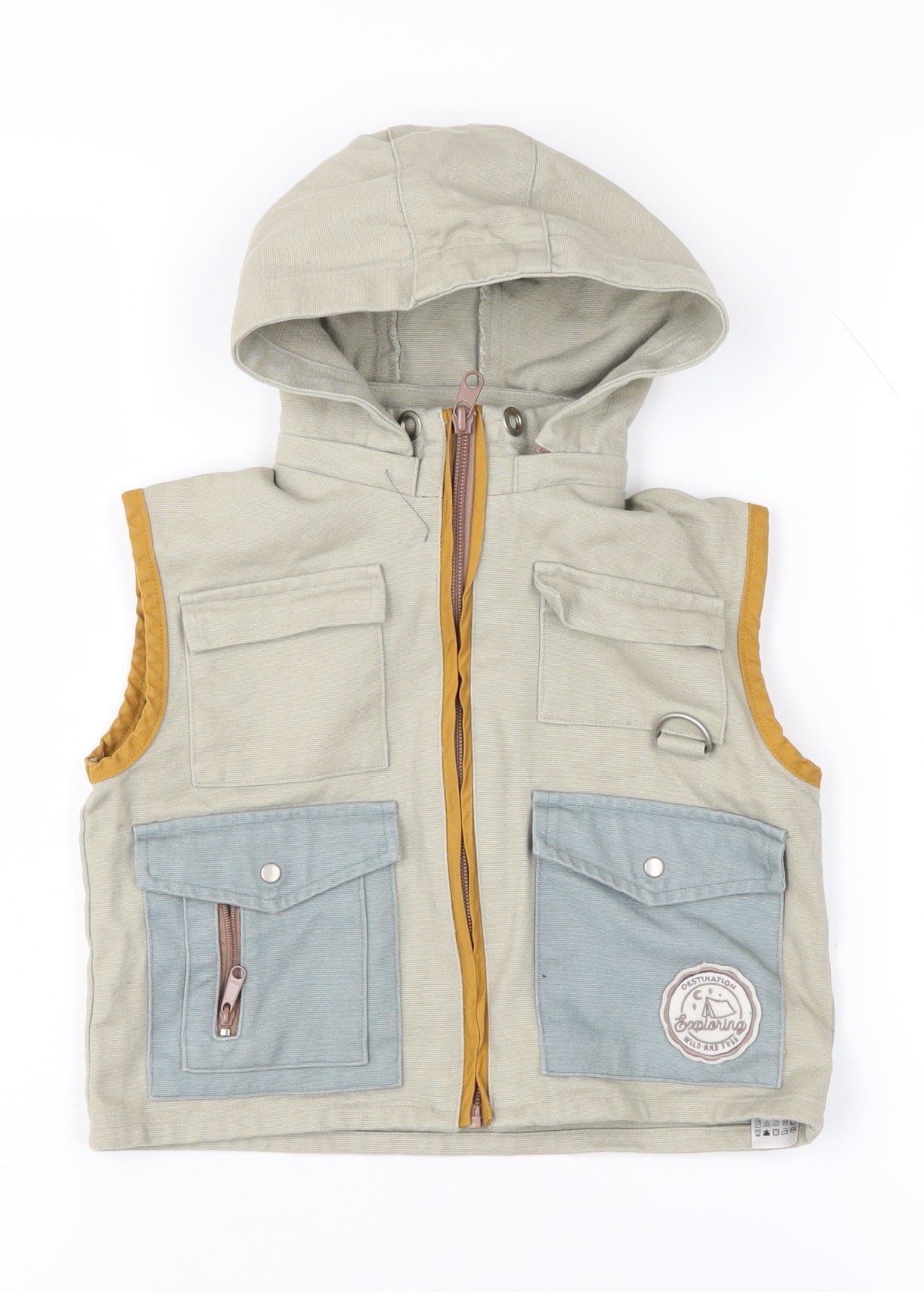Zara Home Kids Boys Beige Hooded Vest Jacket M