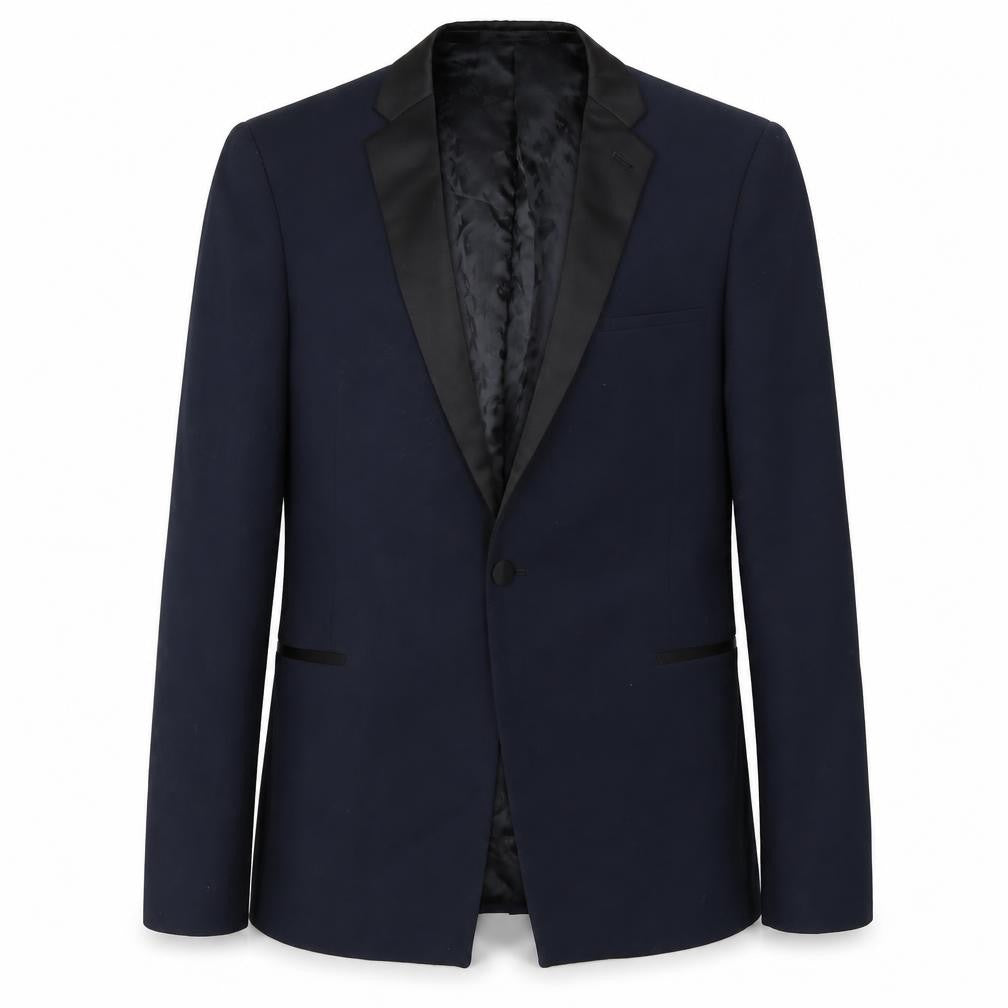 Front view of ASOS Men's Blue Shawl Lapel Tuxedo Blazer, 42R, Single-Breasted
