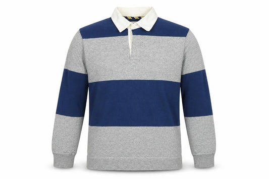 L.O.G.G. Men's Blue Cotton Polo, L, Long Sleeve