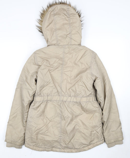 Nutmeg Girls Beige Parka Coat, Size 12-13, Hooded, Winter