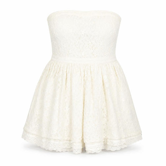 Superdry Women's White A-Line Strapless Dress M