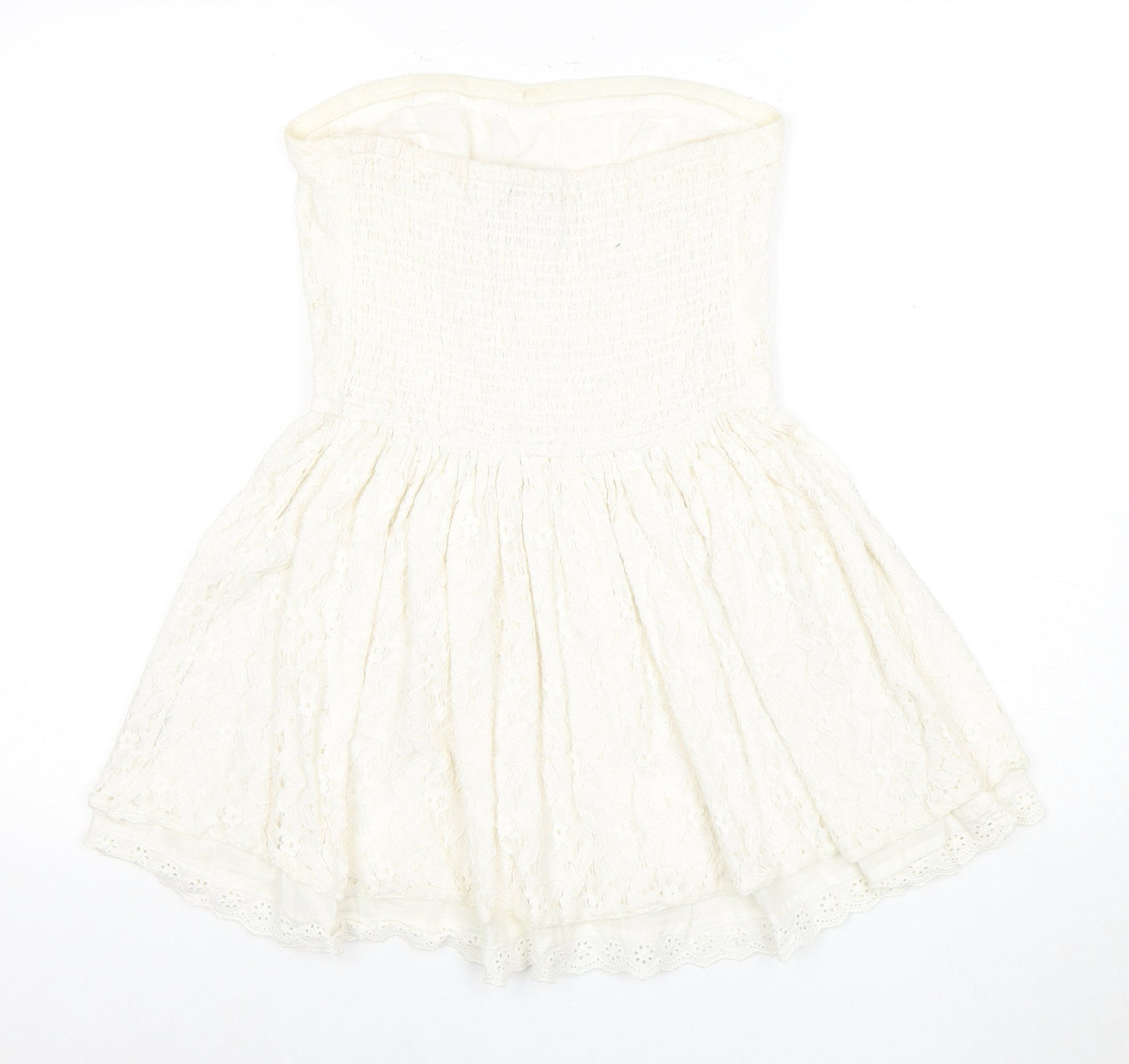 Superdry Women's White A-Line Strapless Dress M
