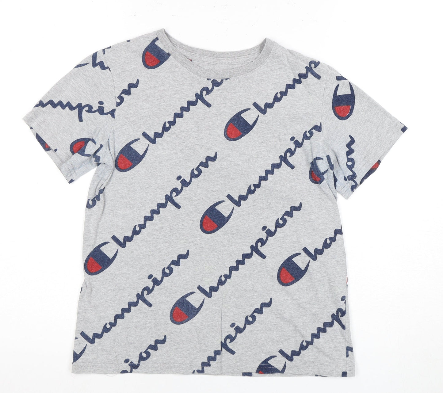 Champion Boys Grey Logo T-Shirt, Short Sleeve, Size 1