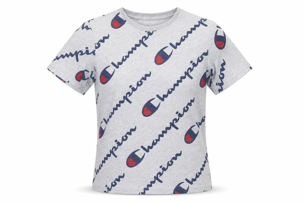 Champion Boys Grey Logo T-Shirt, Short Sleeve, Size 1