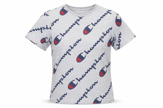 Champion Boys Grey Logo T-Shirt, Short Sleeve, Size 1
