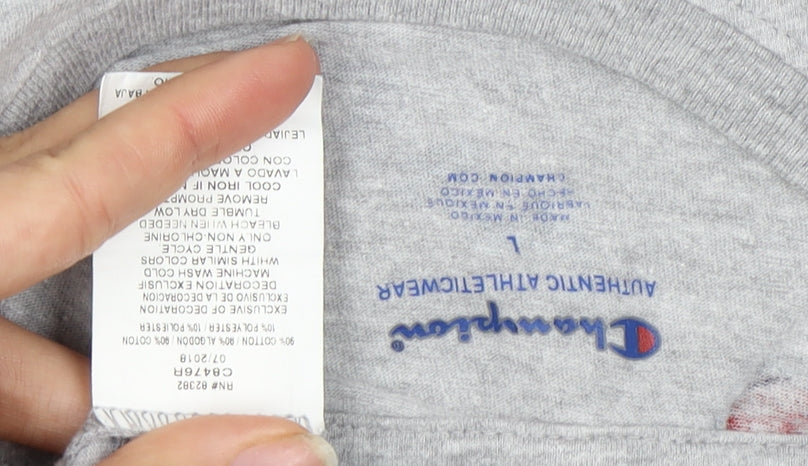 Champion Boys Grey Logo T-Shirt, Short Sleeve, Size 1