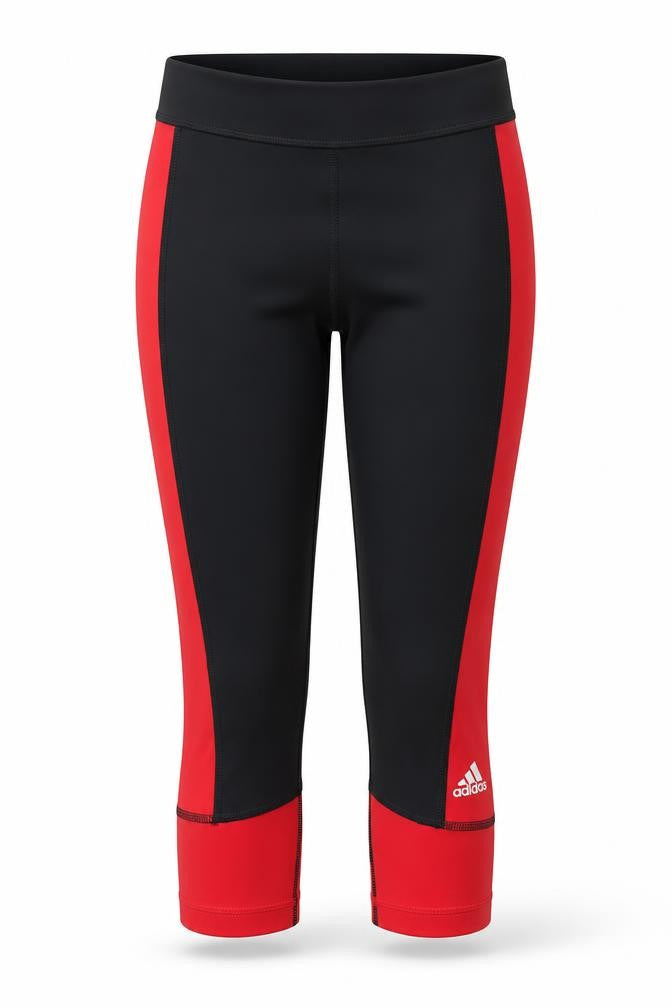 Front view of Adidas Women's Black XS Cropped Running Leggings