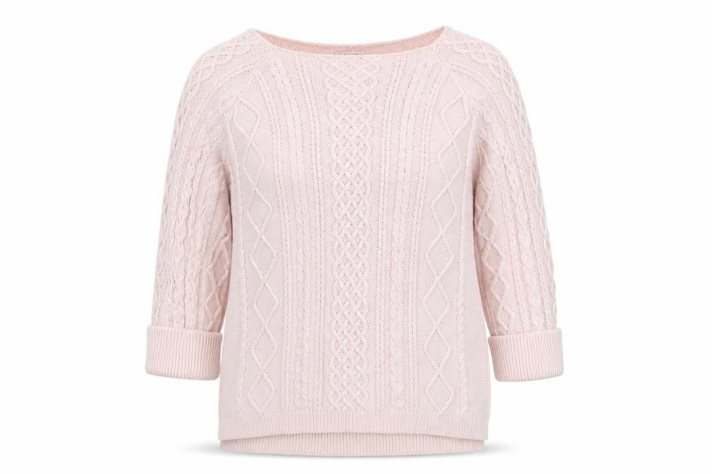 TRU Women's Pink Cotton Cable-Knit Jumper, Size S, Knit