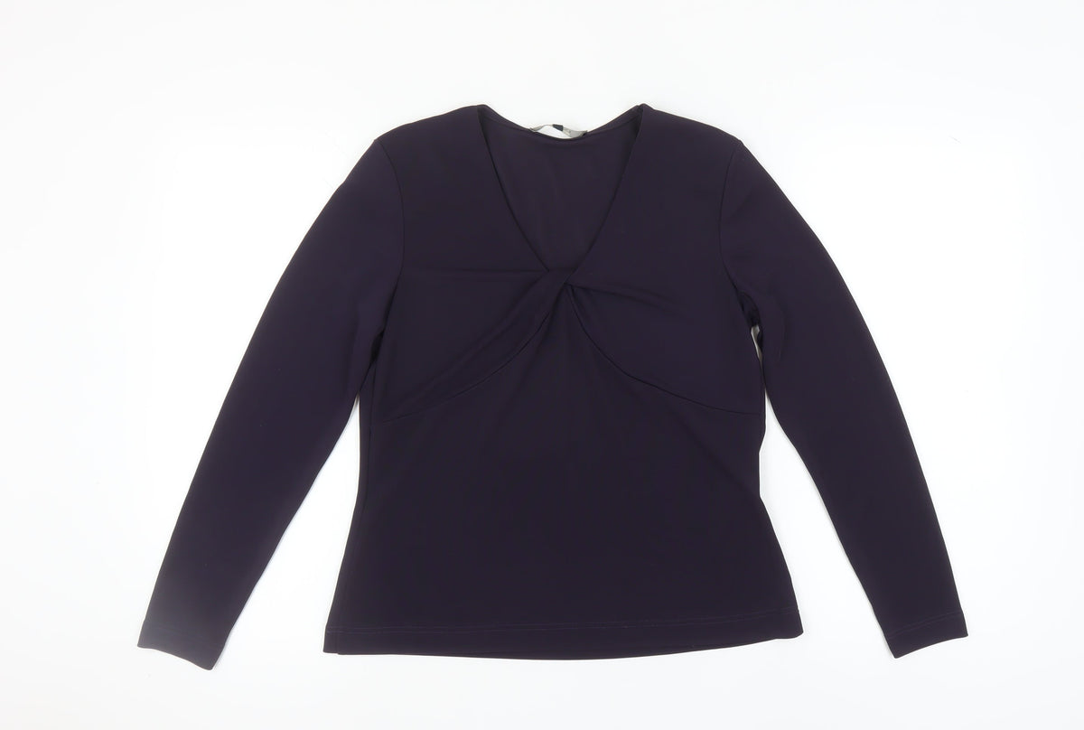 Bianca Women's Black Long Sleeve V-Neck Top Size 12