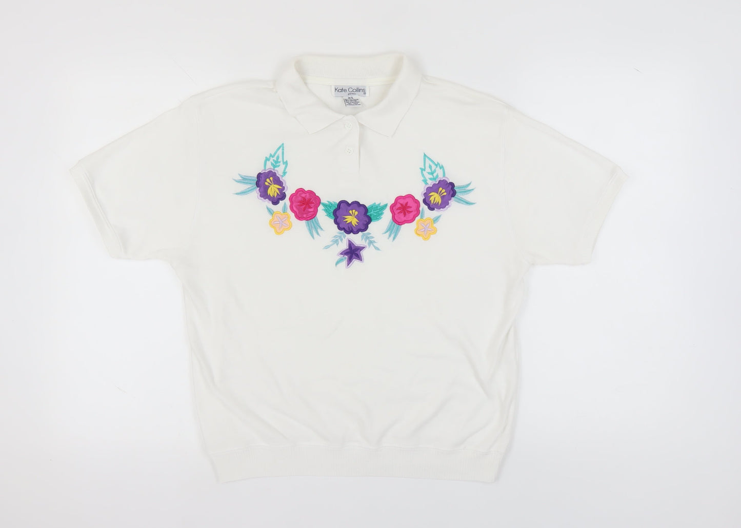 Kate Collins Women's White Polo - Size L - Petites