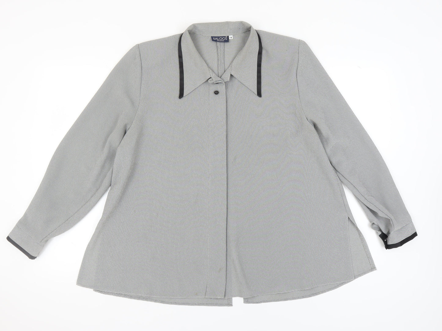Saloos Women's Grey Check Blouse Size 14