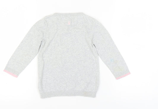 Joules Girls Grey Animal Print Cotton Pullover Jumper 6-7 Yrs