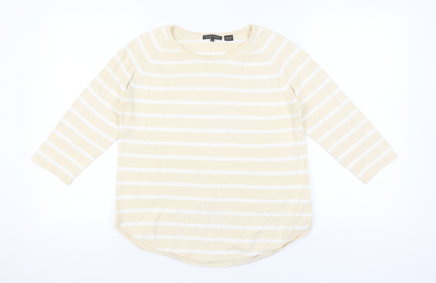 Jeanne Pierre Women's Beige Striped Pullover Jumper M