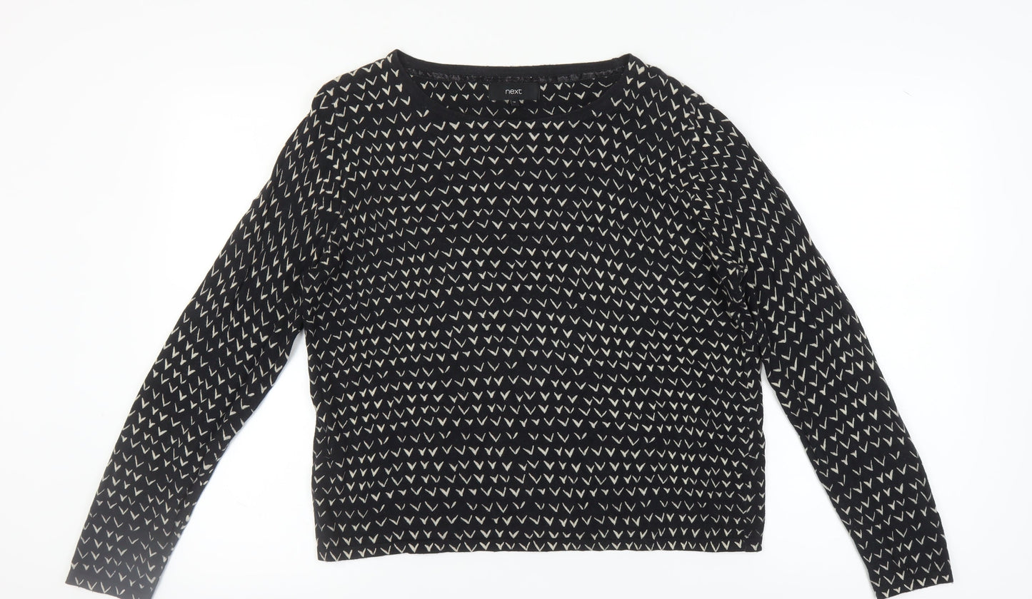 Next Women's Black Geometric Pullover Jumper Size 14