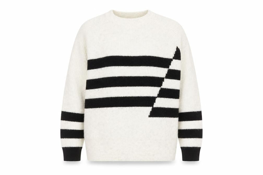 Marks and Spencer Women's Jumper, L, Black Striped Knit